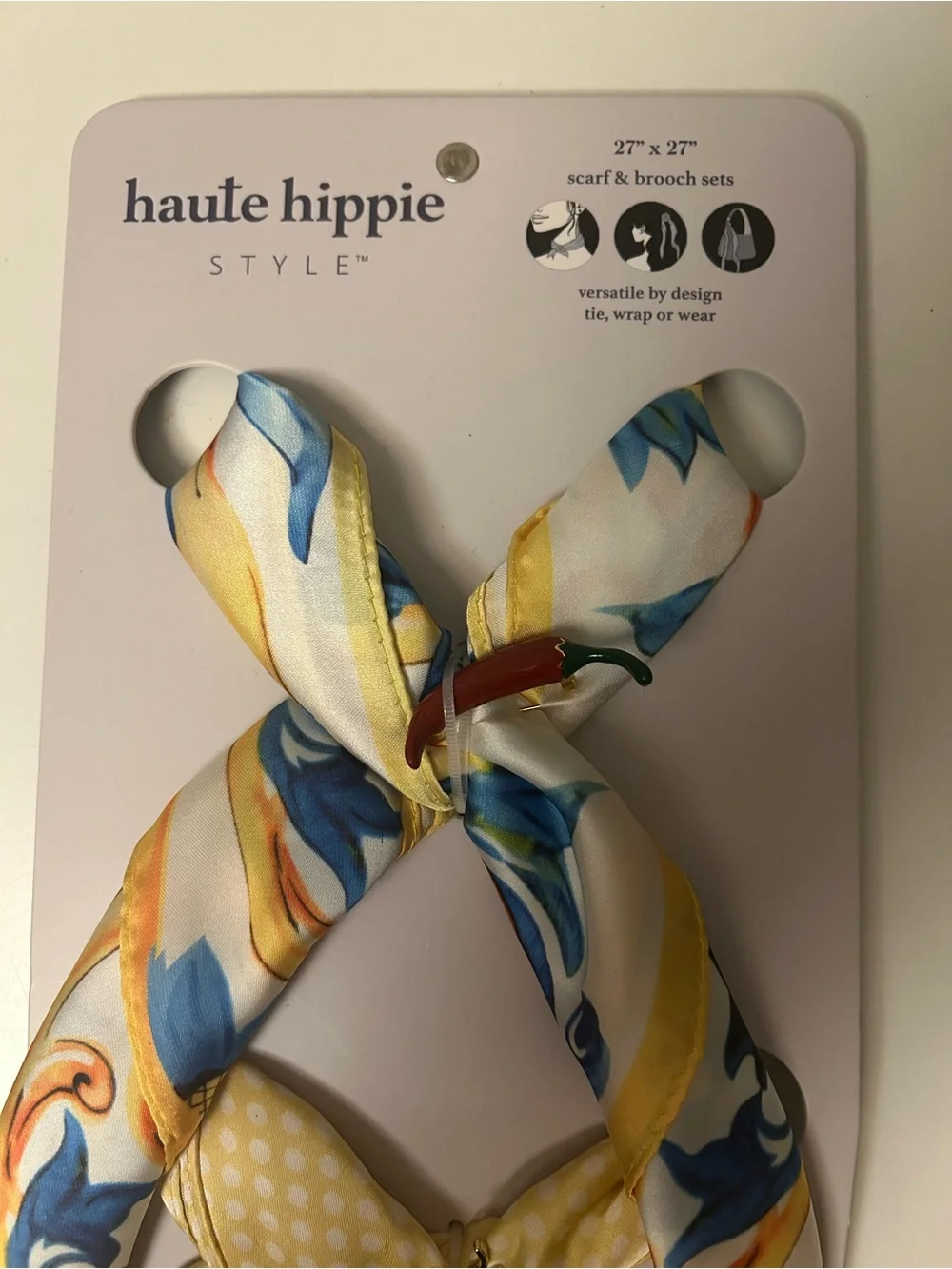 Haute Hippie Style Scarf Set Yellow and Blue NWT